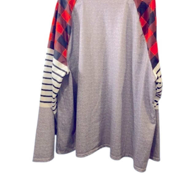 Plus-Size-Color-Block-Geometric-Stripe-Pattern- - Picture 3 of 4